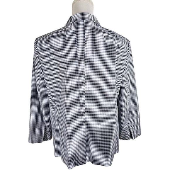 Talbots ~Woman Size 16~ White/Blue Pllaid Cotton Blend Blazer Jacket Lined NWOT. - Picture 12 of 14